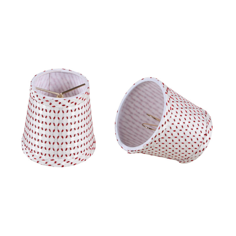 Abat-jour empire en polyester 4 po H, Blanc/rouge