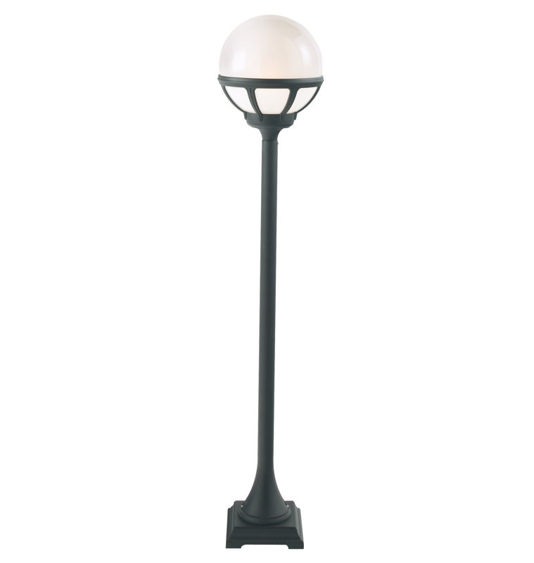Uckfield Transparent Lamp Post (Full), Black with Opal Shade