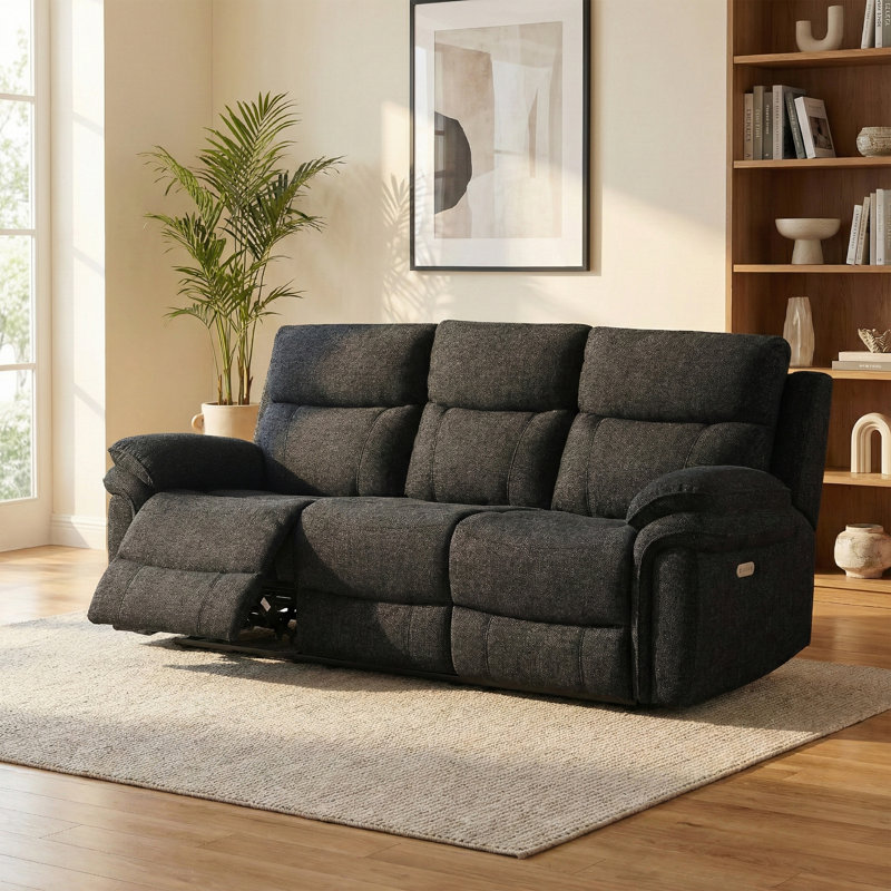 Coombs 3 Seater Electric Reclining Sofa, Black