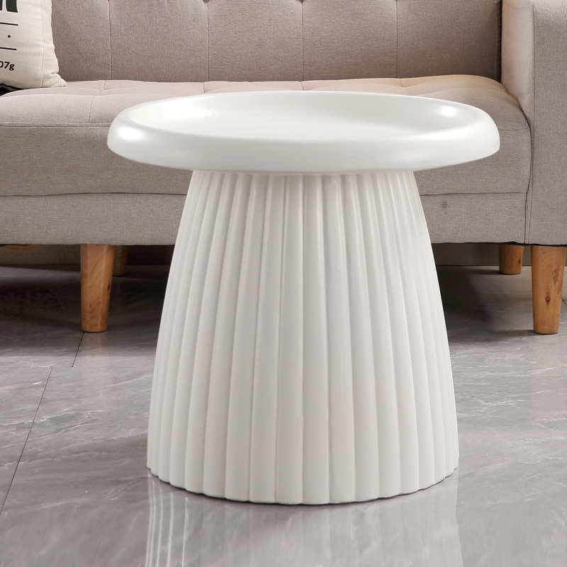 Table d'appoint à piédestal cannelé en oxyde de magnésium blanc, Blanc