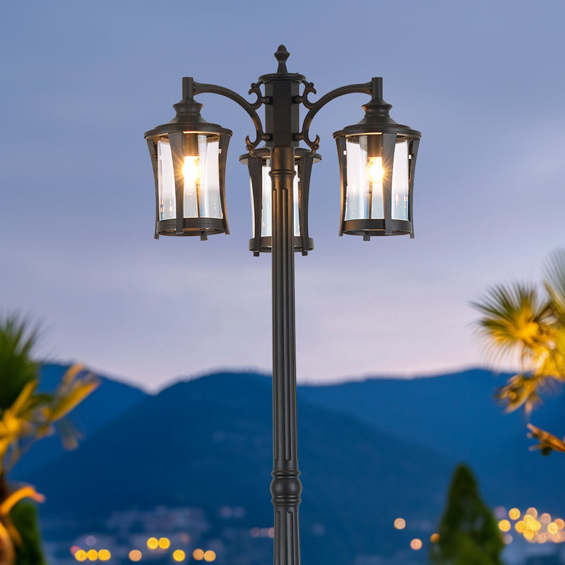 Outdoor Post Light Dusk to Dawn Post Lamp with Outlet