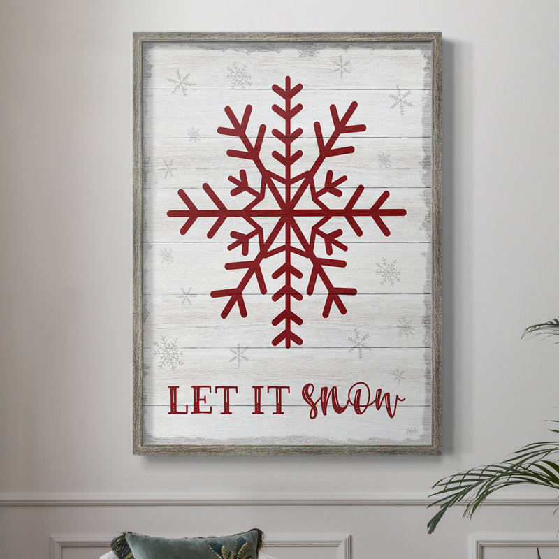 Let It Snow Snowflake, reproduction encadrée - bois massif, H 21 po x l 17 po