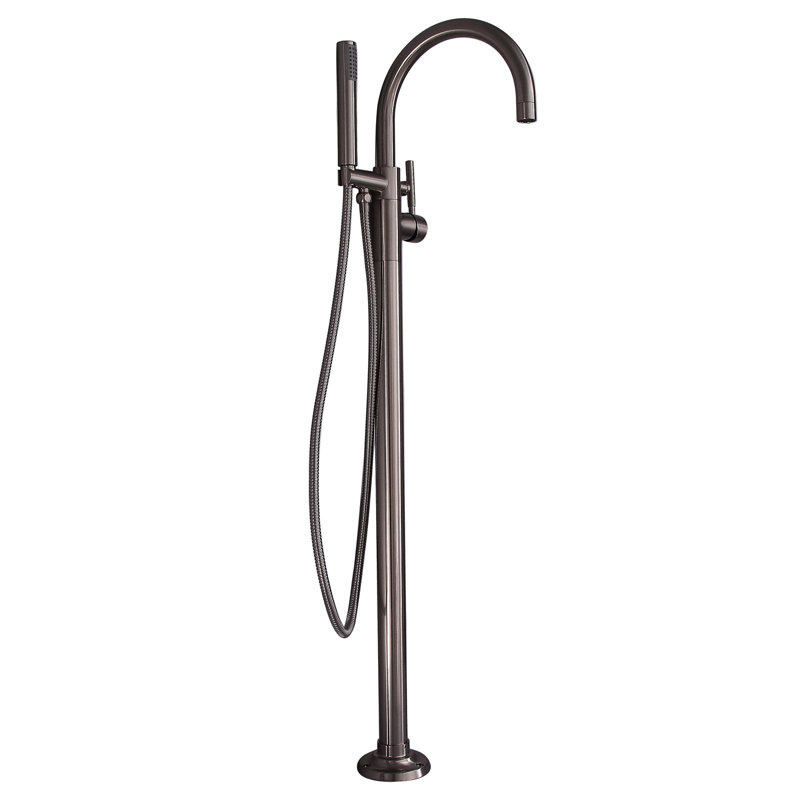 1 Bathroom Freestanding Tub Filler with Hand Shower and Diverter, Brushed Nickel