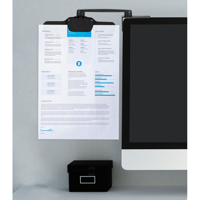 Mount-It! Monitor Document Holder Clip, Paper Holder Attachment for Typing with 3M Adhesive Sticker