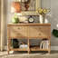 Console rétro de 42 pouces avec structure en bois massif et quatre tiroirs à fermeture en douceur pour le rangement et la décoration
