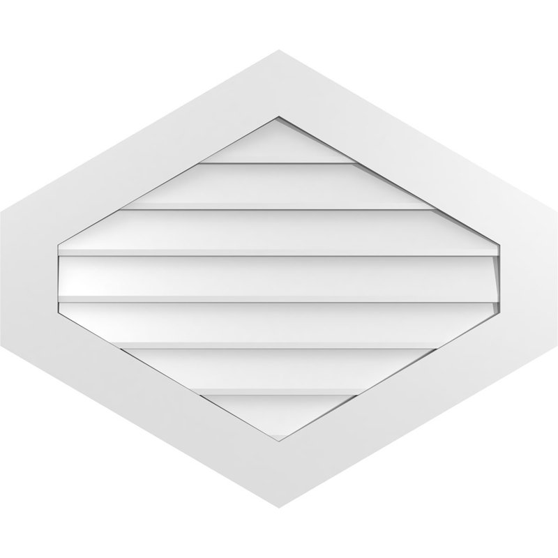 Vertical Peaked Surface Mount Signature Urethane Non-Functional Gable Vent 7/12 Pitch Primed Tan, 1" H x 34" W x 28" L