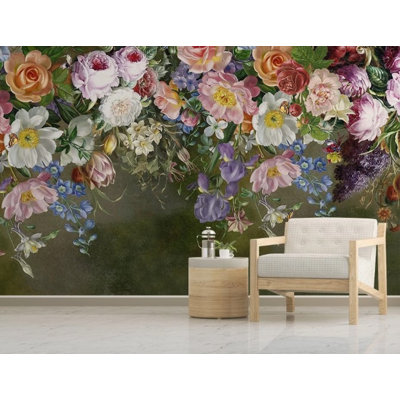 Papier peint amovible fleurs colorées