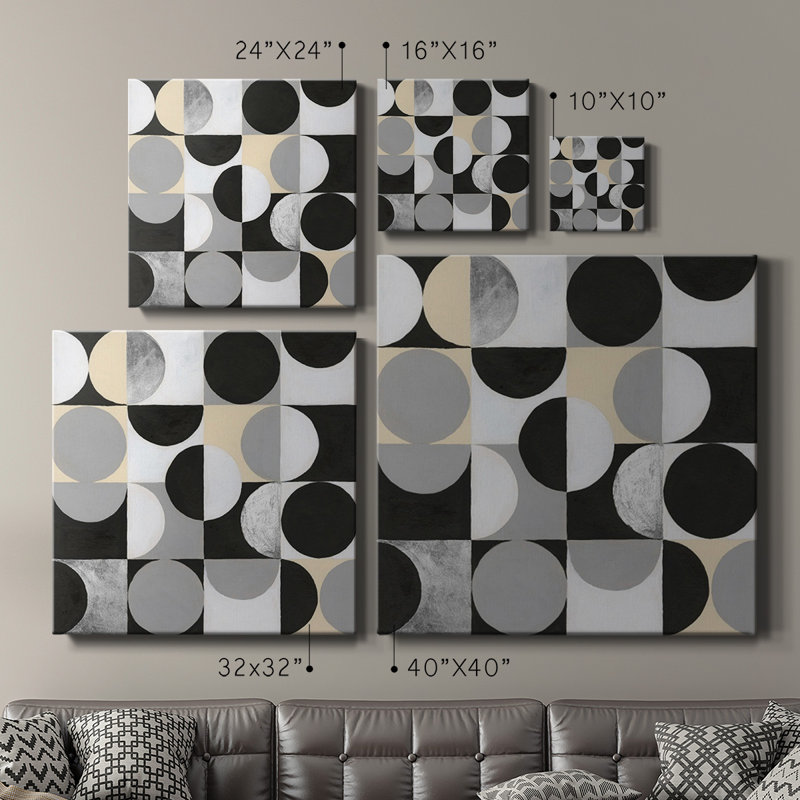 Cercle Quadrants II - Toile tendue avec châssis de qualité supérieure - prête à être accrochée