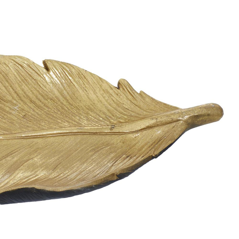 Polystone Feather Bird Decorative Bowl, Gold