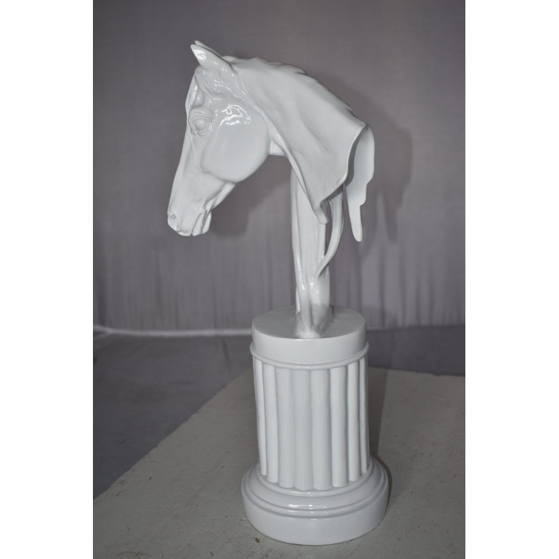 Jacksonville Keysville White Horse Bust Statue Made of Resin Size: 10" x 5" x 19"H