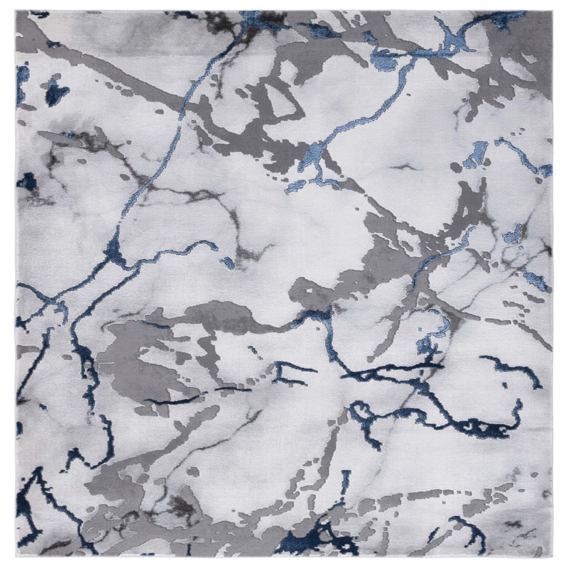 Dotha Performance Abstract Rug, Square 6'7"