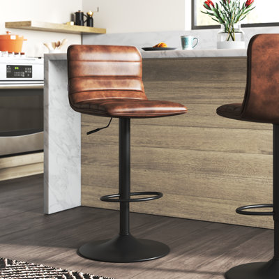 Rawlinson Swivel Upholstered Faux Leather Adjustable Height Counter Stool