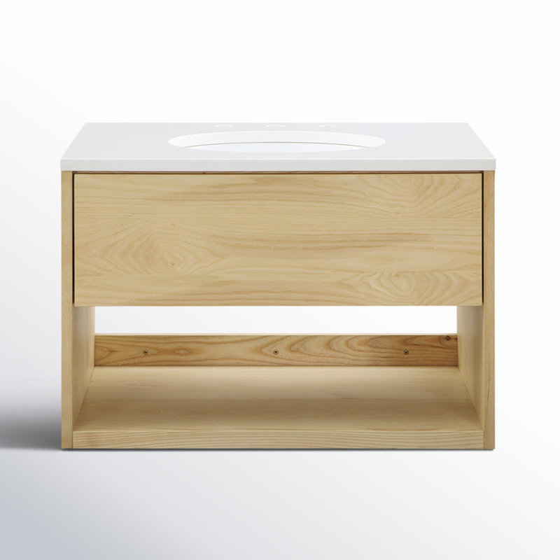 Redbridge 30'' Single Wall Mounted Bathroon Vanity with Quartz Top