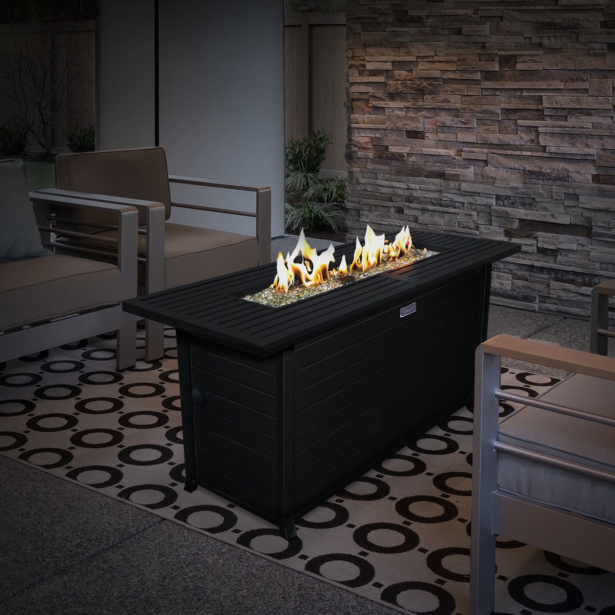 Sunbeam Linear Aluminum Propane Natural Gas Fire Pit Table & Reviews 