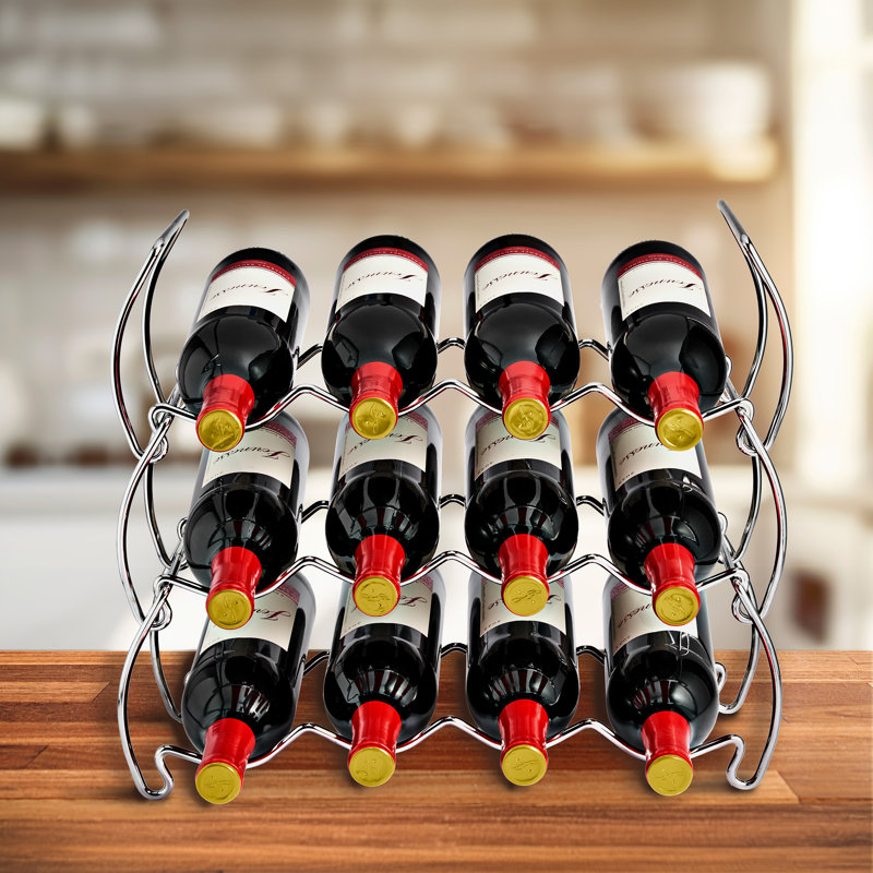 Sorbus 12 Bottle Stackable Copper Wine Rack 3-Tier, Silver