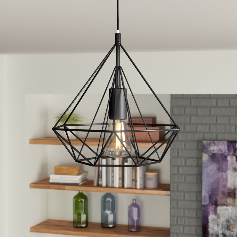 Luminaire suspendu simple géométrique 1 lumière Benayas, Noir