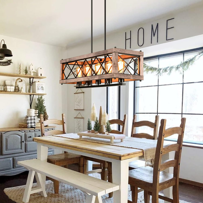 Lustre carré / rectangulaire à 5 lumières pour îlot de cuisine Jaishawn