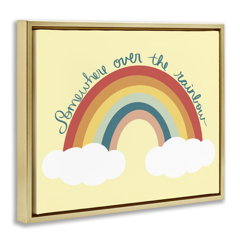 «Somewhere Over Rainbow», art mural encadré par Ashley Singleton, Cadre flottant métallique doré, H 17 po x l 21 po