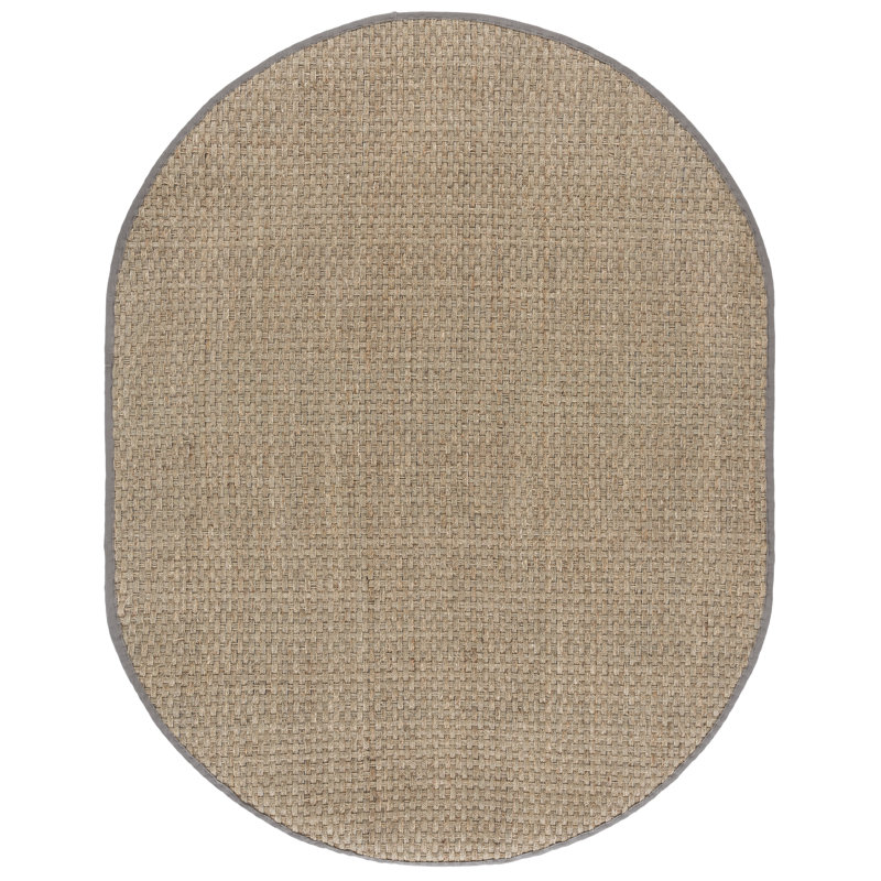 Tapis naturel / gris en lattes de bambou / gris chiné, Ovale 6 pi x 8 pi