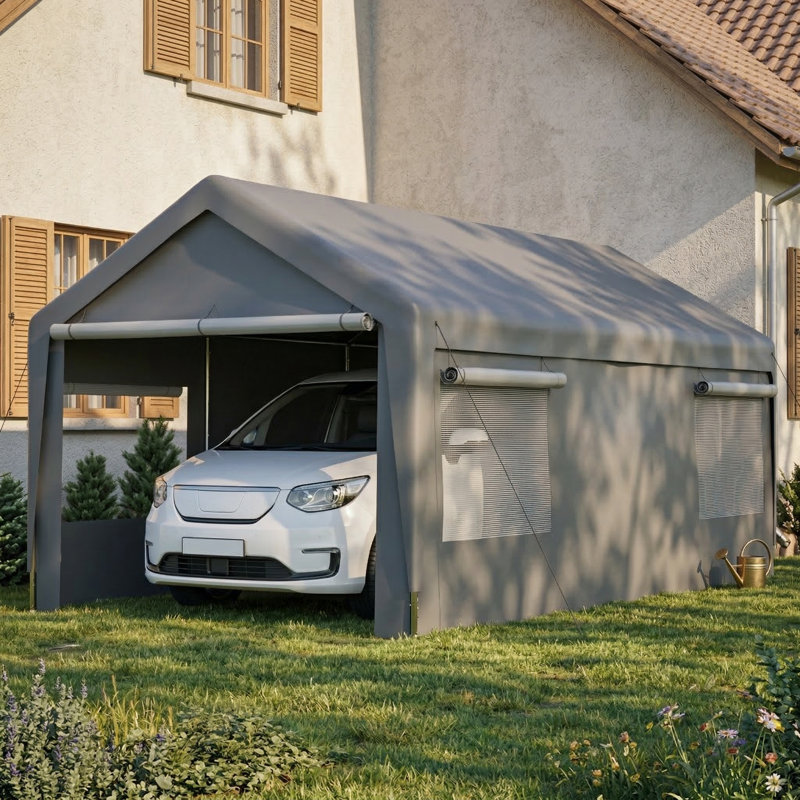 Auvent robuste pour bateau et voiture, taille 10 par 20 pieds, abri de garage comprenant des panneaux latéraux amovibles et des fenêtres ventilées enroulables