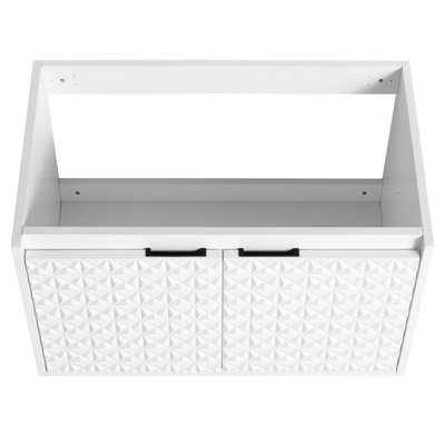 White Plywood 30 Inch Bathroom Vanity - Wall Mounted With Soft Close Doors For Small Baths 30" Bottom Storage Bathrooms