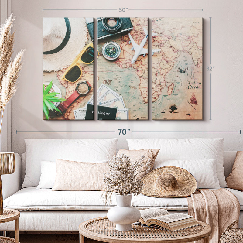 «Travel Wall Art» sur toile, H 32 po x l 50 po x P 1,25 po
