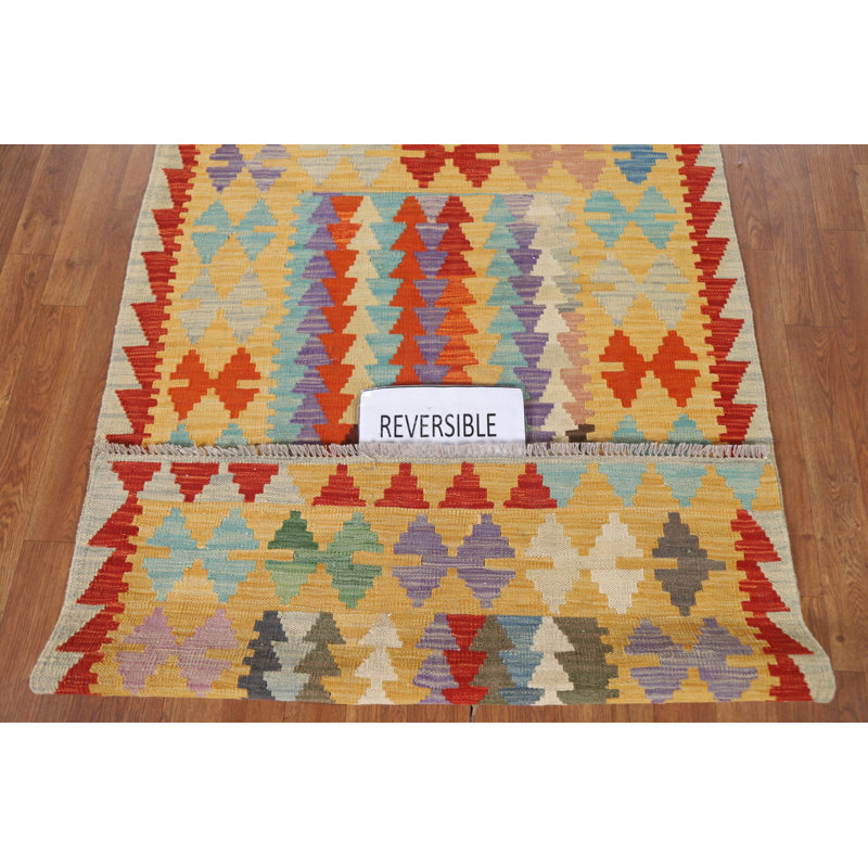 Geometric Kilim Reversible Wool Rug 4x5