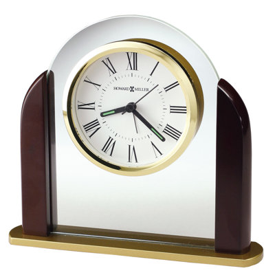 Modern & Contemporary Roman Numeral Crystal Quartz Movement / Crystal Alarm Tabletop Clock in Rosewood Hall/Clear