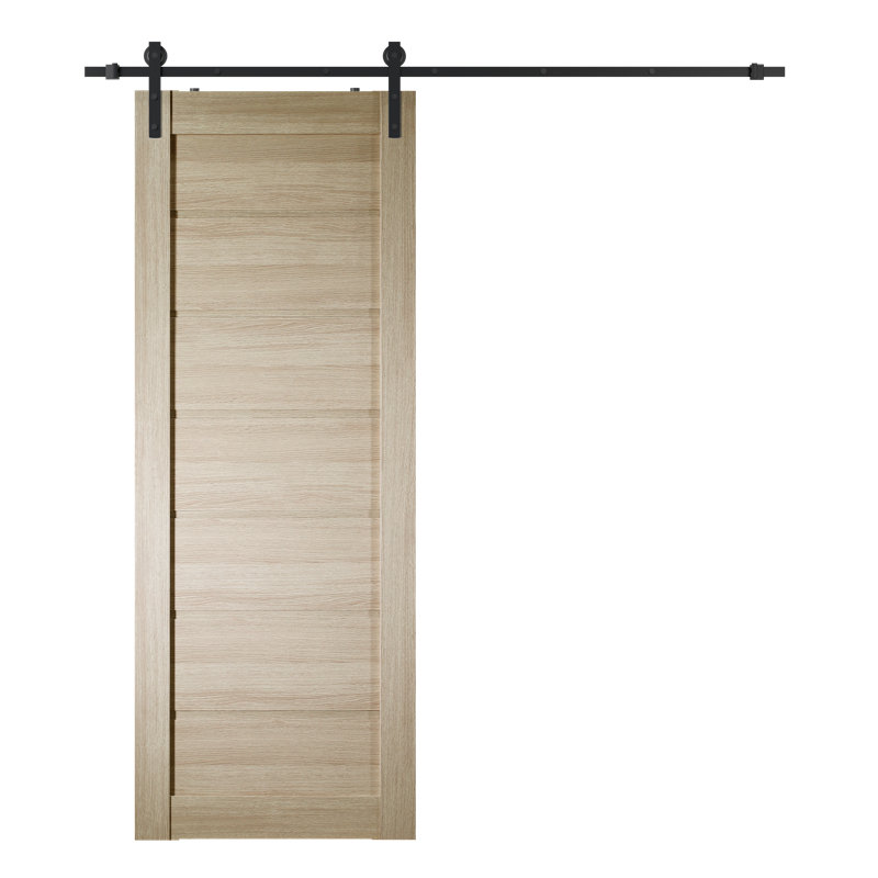 Porte de grange en bois manufacturé avec trousse de quincaillerie d'installation, 31.75" x 95.24", Shambor