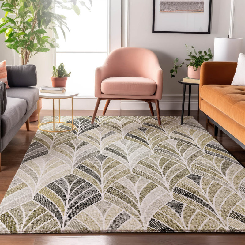 Premium Machine Washable Prisco Taupe Rug, Rectangle 9' x 12'