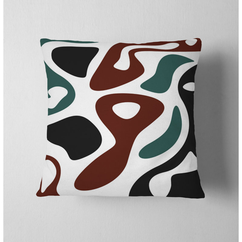 Throw Pillow With Insert, White/Green/Red Abstract 2, 18"H x 18"W