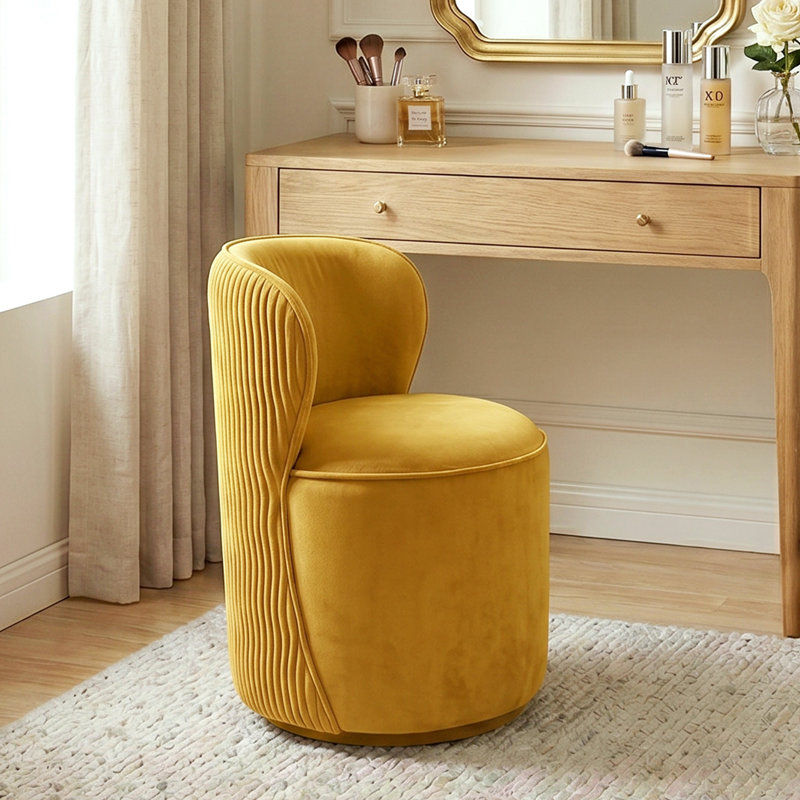 Tabouret de coiffeuse Modern 360 °, Velvet Yellow
