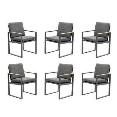 Alexander Collection 6 Pieces Patio Dining Armchairs Outdoor Chairs with Cushion