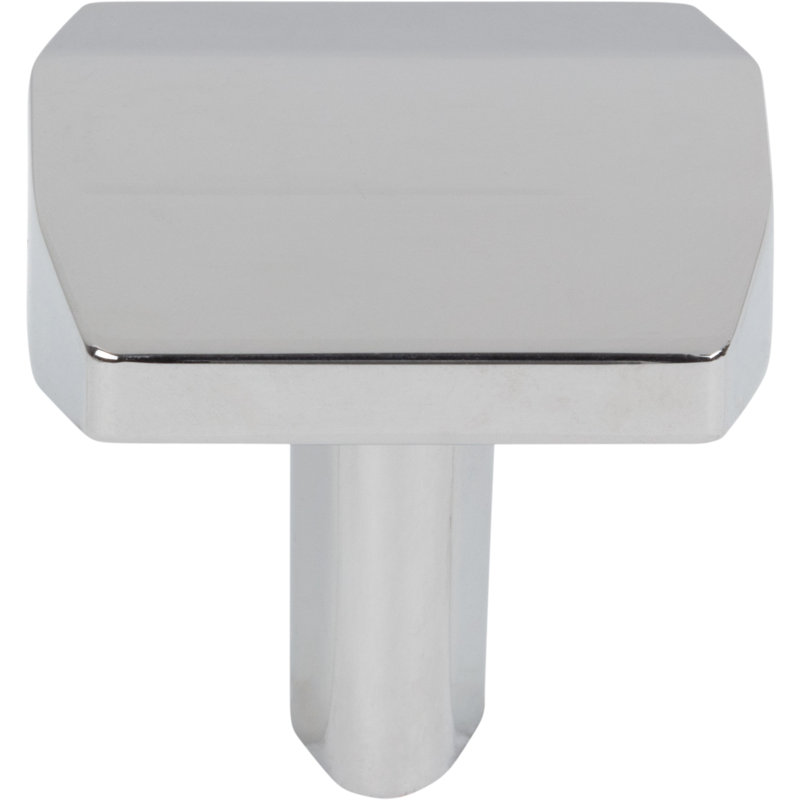 William 1-1/4" Length Square Knob, Polished Chrome