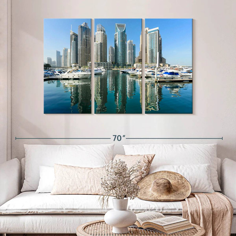 Boats At Dubai Marina, 32" H x 50" W