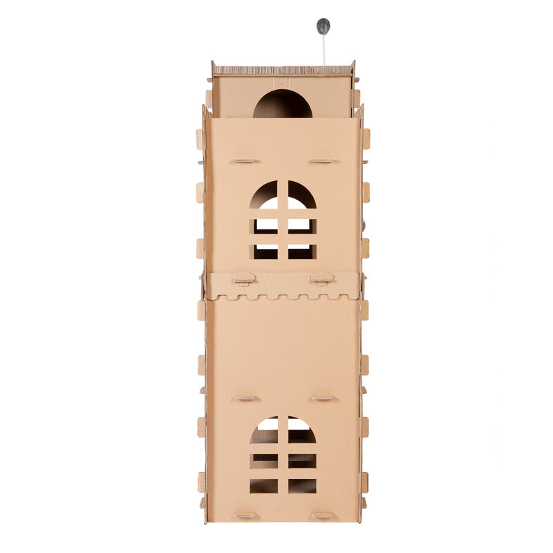 Castle-Themed Multi-Level Cardboard Cat Scratcher with Catnip