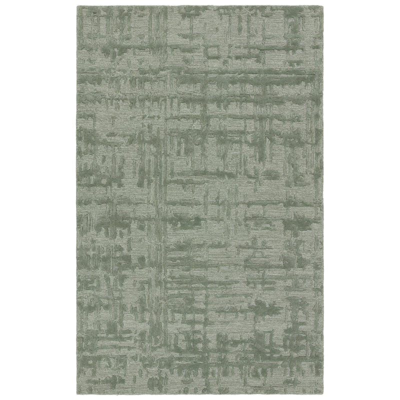 Tapis sauge abstrait à la main Collmar Igneous FRG07, Rectangle de 5 pi x 8 pi