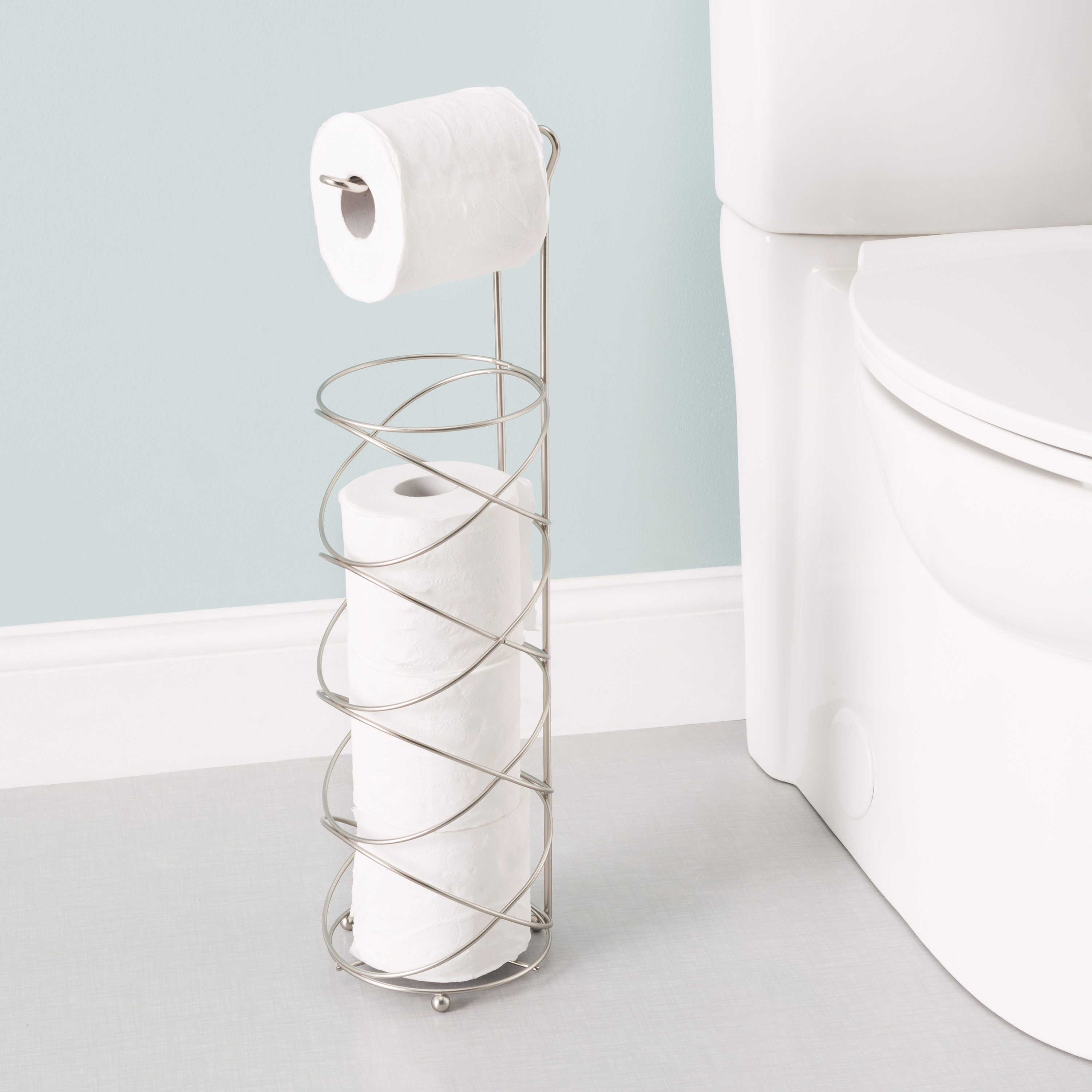 Floor Standing Steel Toilet Paper Holder with Roll Storage – StudioAndolina