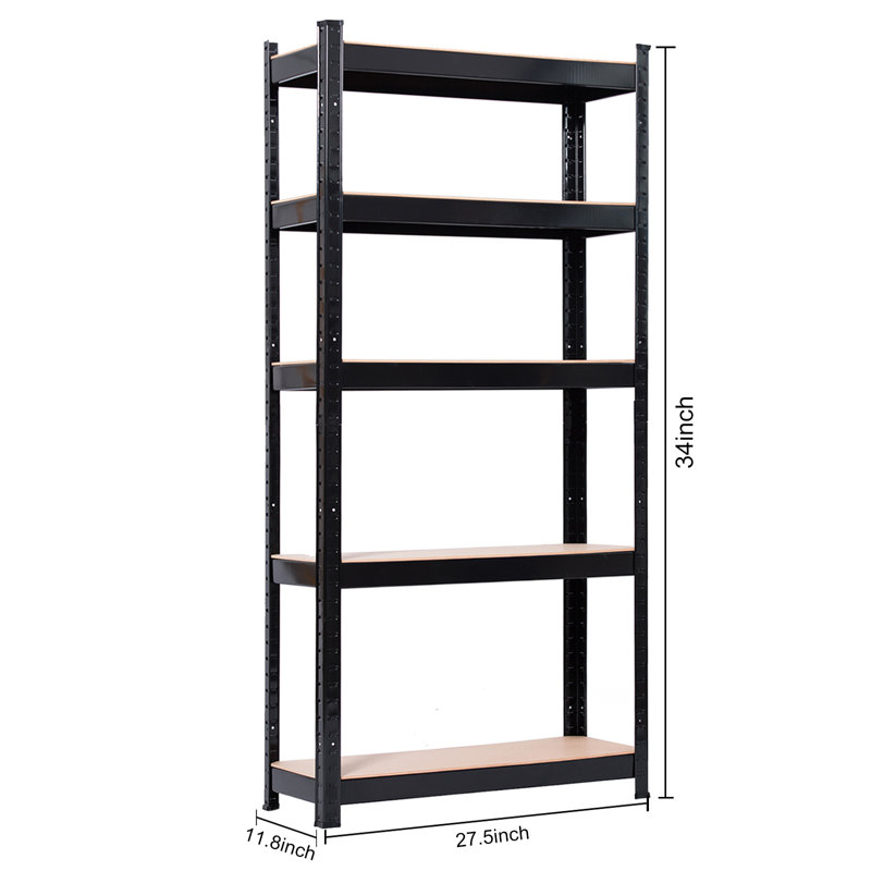 Keokuk Metal Height -Adjustable Shelving Unit, 150cm H x 70cm W x 30cm D, Black