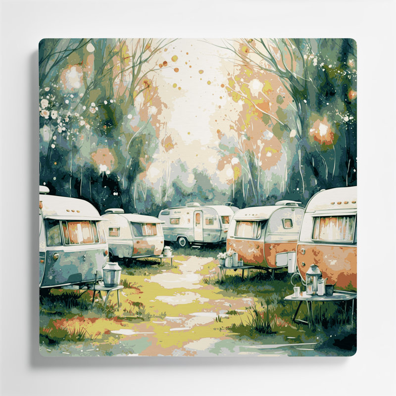 Transport, véhicules récréatifs, art mural en métal beige, 8" H x 8" W