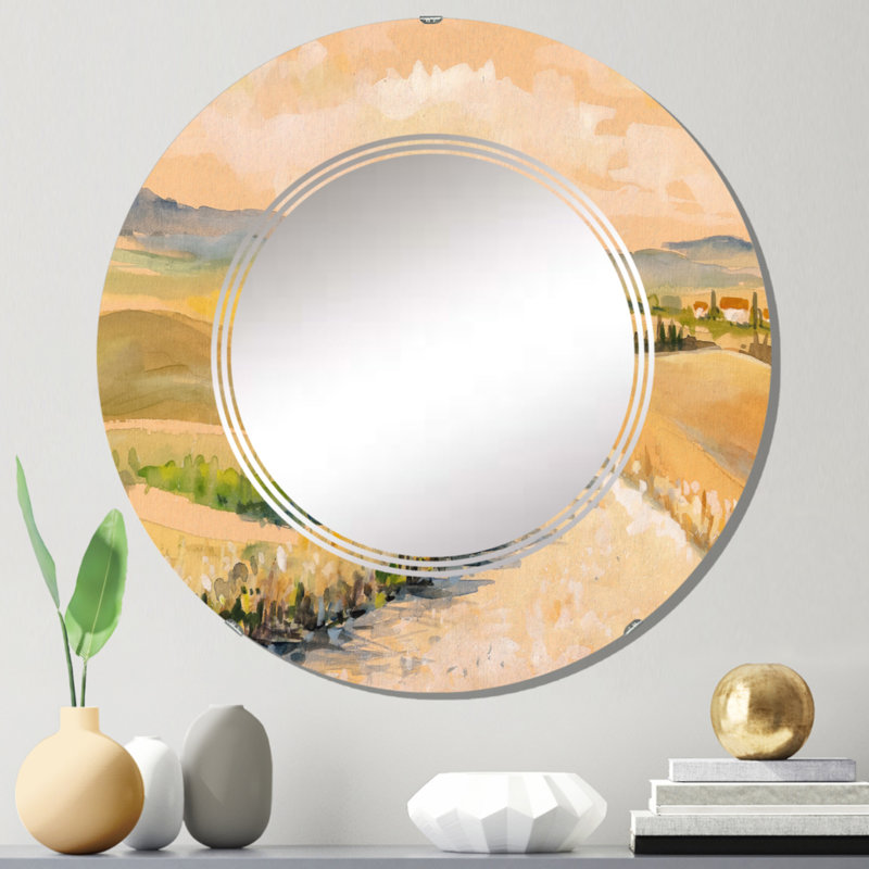 Campagne en Toscane, Italie - Miroir mural rond, 24 po x 24 po