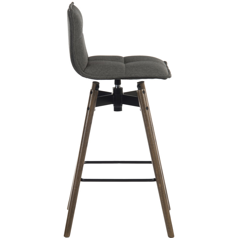 Jerri Swivel Upholstered Counter Stool with Solid Wood Frame, Brown/Grey