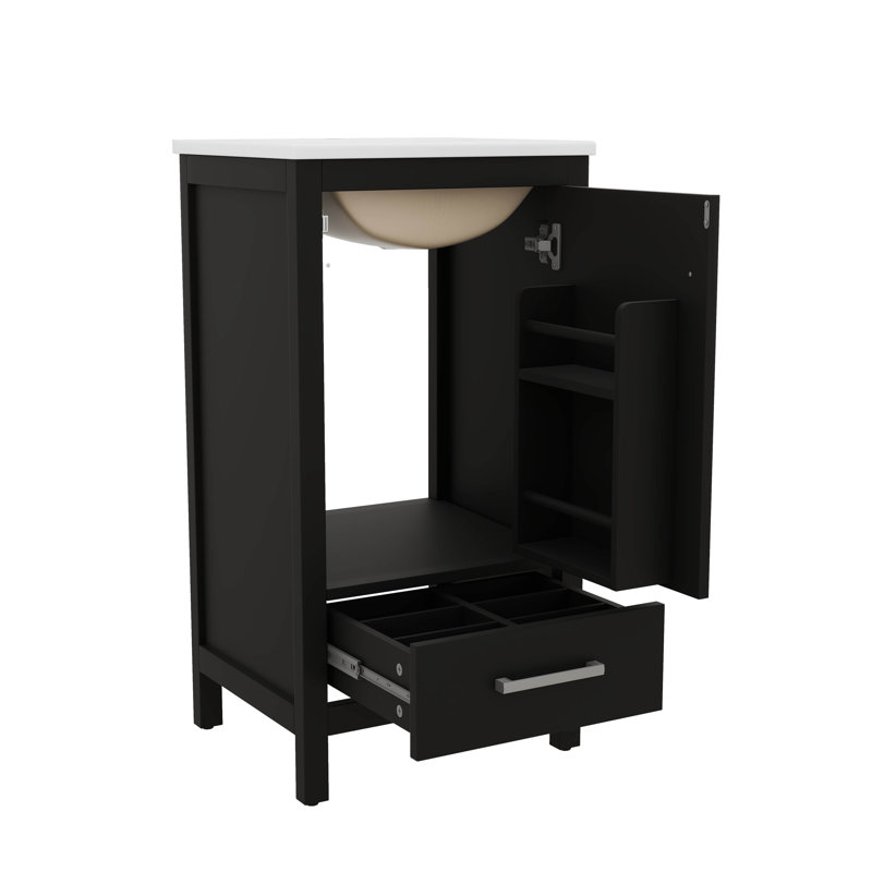 Meuble-lavabo moderne avec lavabo en céramique, Noir
