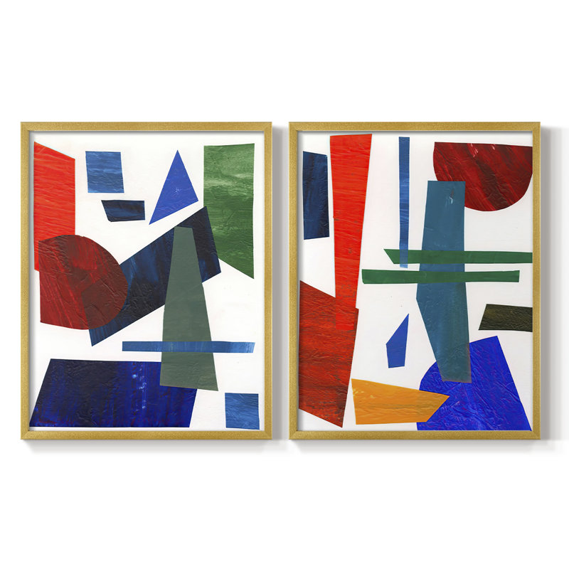 Colorful Shapes III - reproduction encadrée de qualité supérieure - prête à être accrochée - aucun clou requis - aucun clou requis