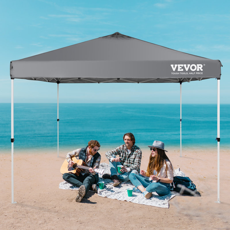 10 Ft. W x 10 Ft. D Steel Pop-Up Canopy with Portable Bag for Camping