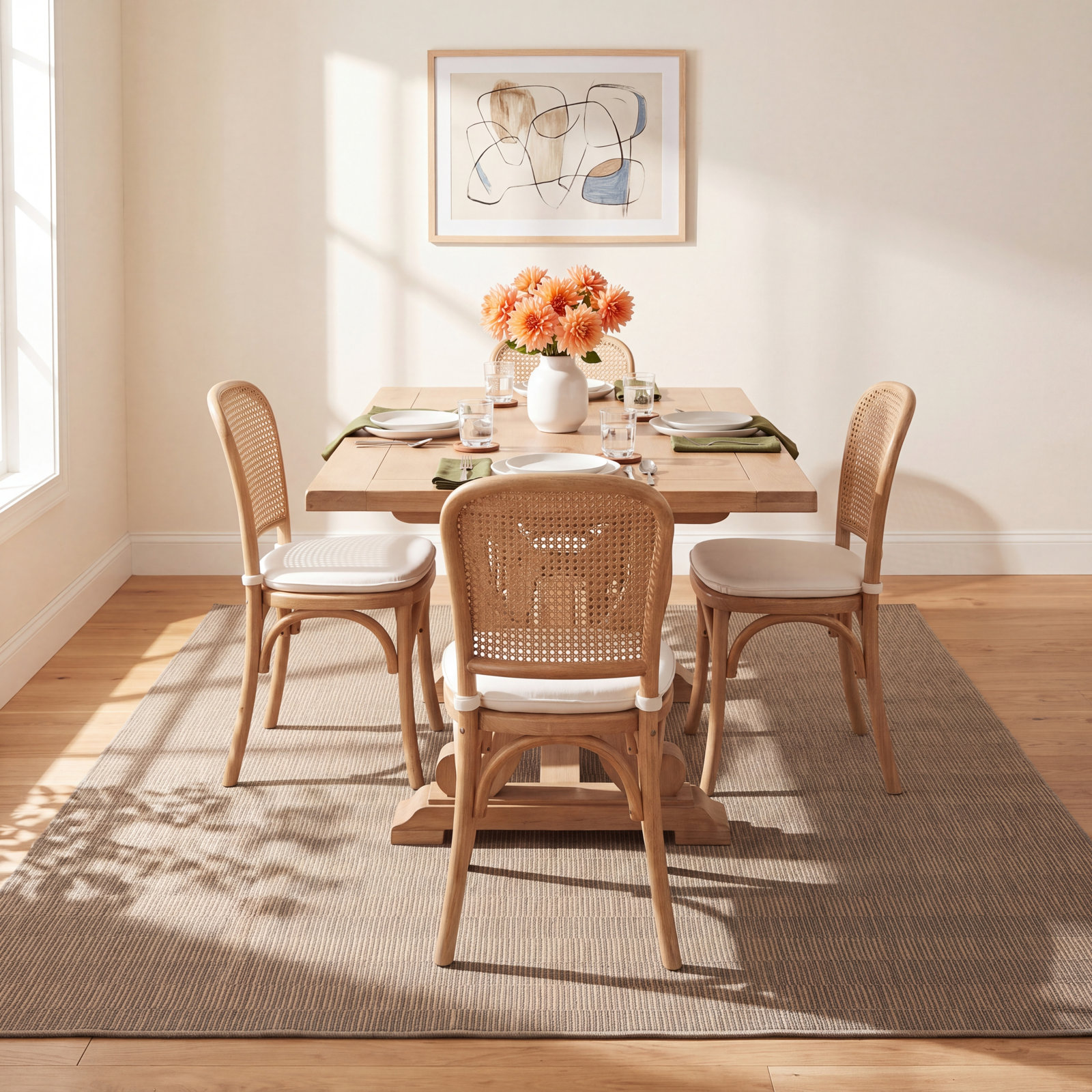 Chandlee Hand-Woven Striped Outdoor Rug, Rectangle 6' x 9'