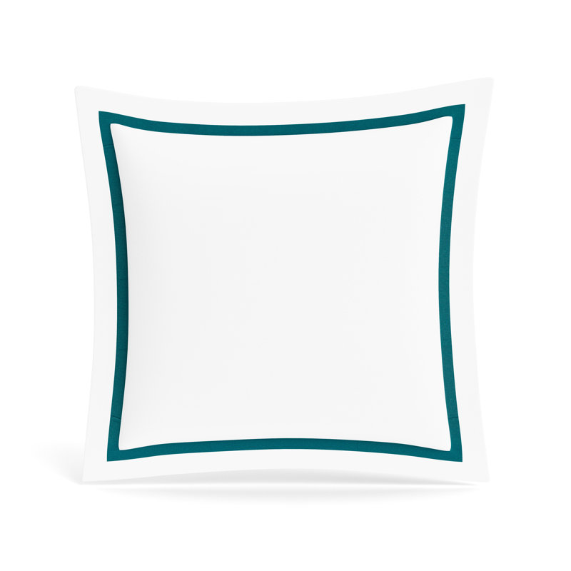 Ready-to-Bed 2.0 Cotton & Trim Sham, White/Teal, Ready-to-Bed 2.0 Cotton & Trim Sham