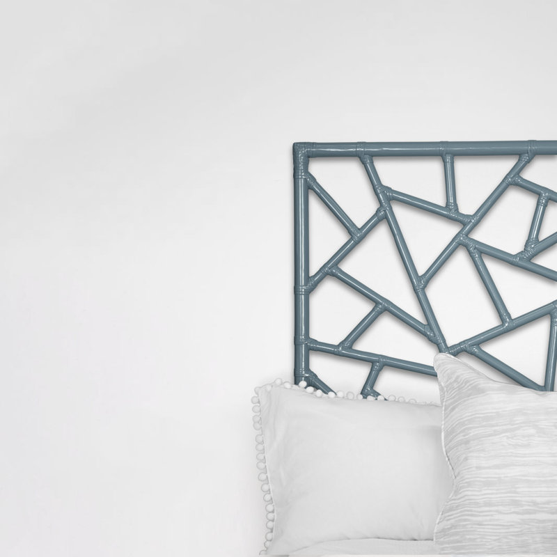 Tiffany Wicker/Rattan Open-Frame Headboard, Twin, Regatta Blue