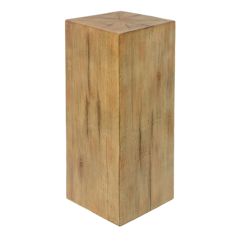 Densel Wood-Look MGO Pedestal Side Table, Natural