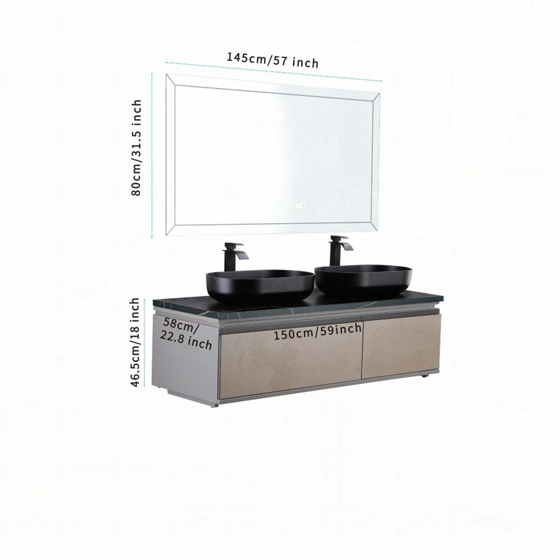 Oval 24"x14" Above Bathroom Vessel Sink, Matte Black
